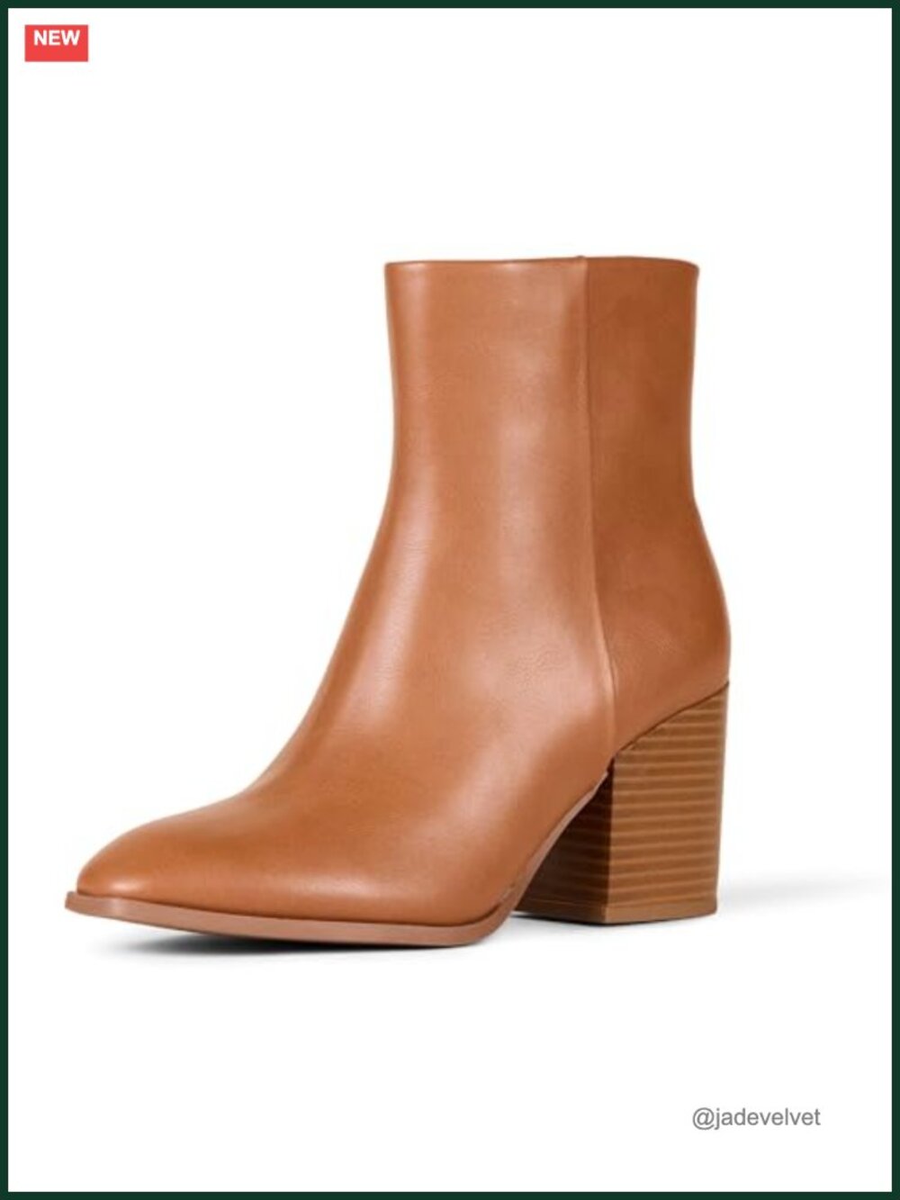 Women's Faux Leather Stacked Heel Ankle Boots Memory Foam Side Zip Chisel Toe